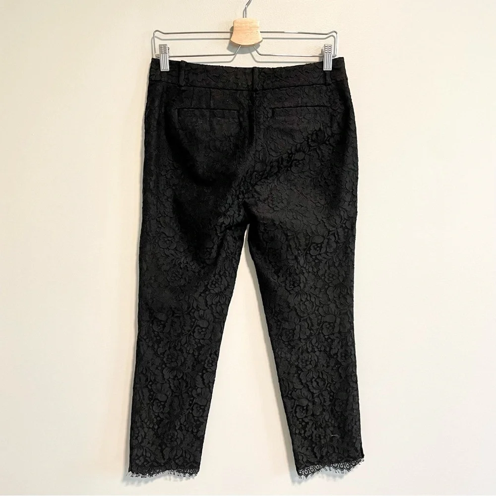 Kate Spade Black Ankle Pants Lace Trousers Size 2 Cigarette Leg Career Pants